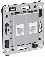 Розетка телефонная без рамки DKC Avanti 2-м. RJ12+RJ12 закаленная сталь картинка